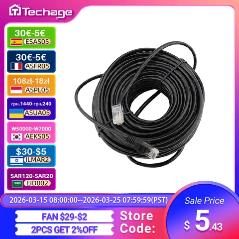 Waterproof Cat5 Ethernet Cable 10M-50M Techage
