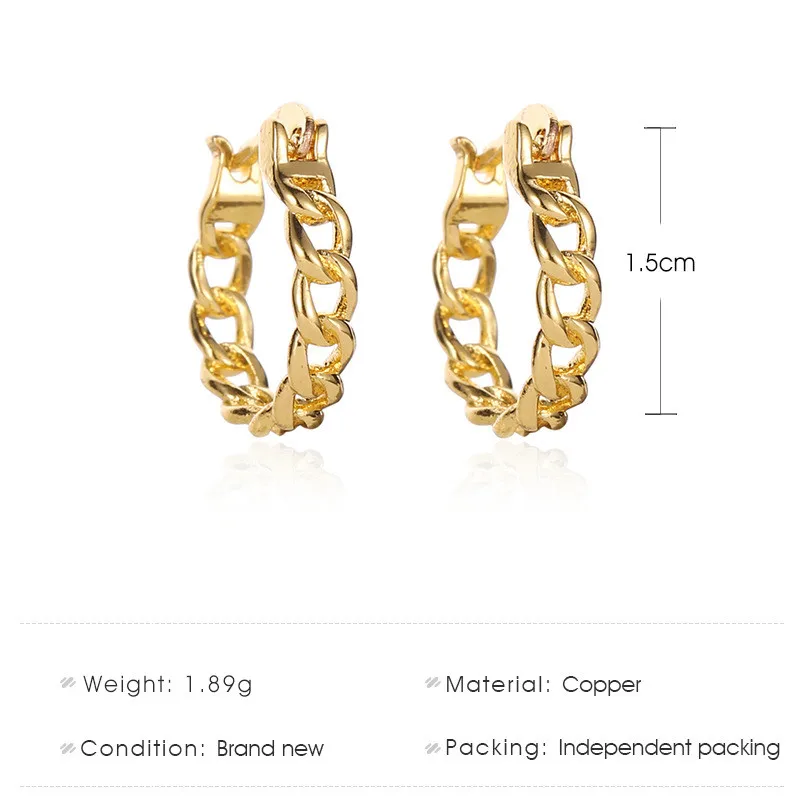 Cuban Hoop Earrings Fashionable Gold Plated Dangle Earring for Women Stylish Accessory Lover Gifts