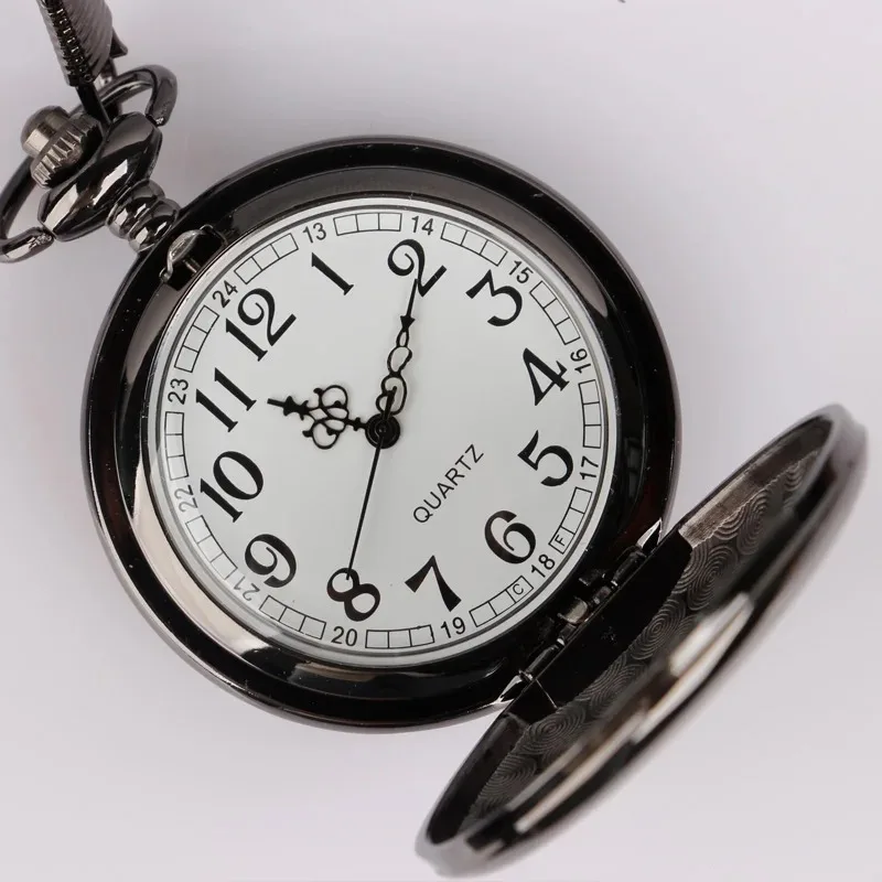 매력적인 검은 부드러운 라운드 합금 패션 시계 쥬얼리 디자인 남성과 여성을위한 절묘한 선물 Fob 목걸이