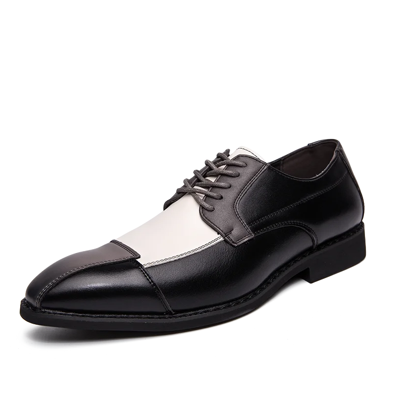 Mężczyźni Gorąco sprzedające się modne buty do sukienki PU Spliced Lace up Business Office Derby Shoes British Social Shoes Rozmiar 38-48 Buty męskie