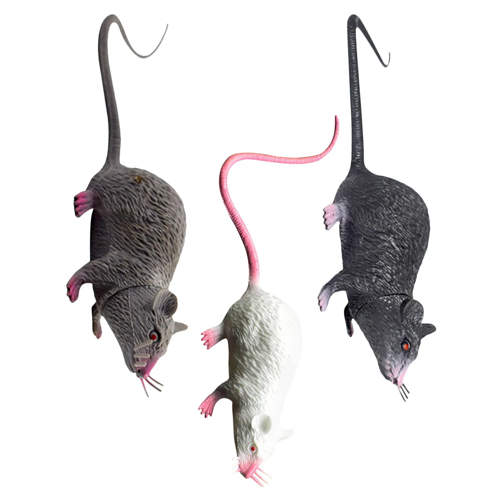

3Pcs Fake Rat Spooky Prank Prop Realistic Simulated Rat Figures for Halloween Party Decoration Horror Pranks Fake Rats