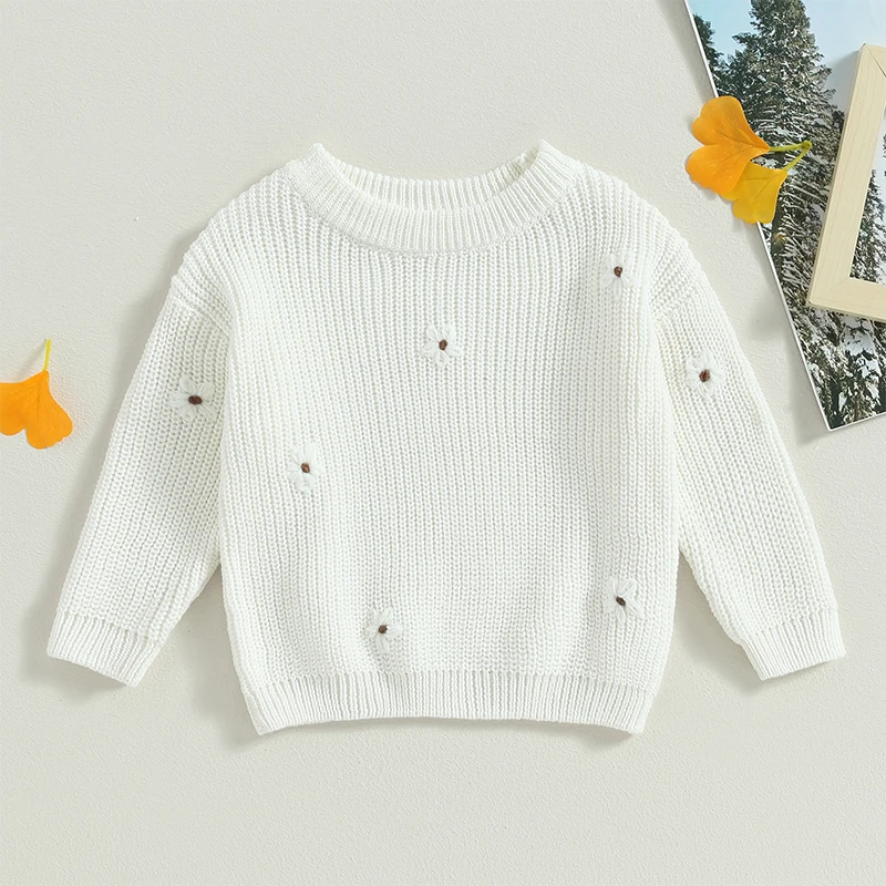 Baby Sweater Romper Toddler Girl Oversize Embroidery Knit Pullover Sweater Warm Sweatshirt Romper Fall Winter Clothes