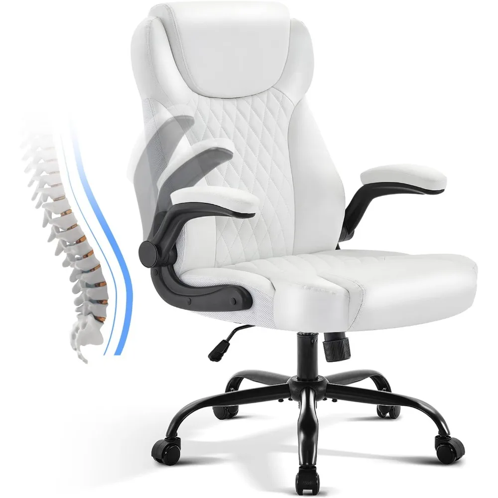 

Office chair, ergonomic, with adjustable flip arm, lumbar support swivel, with swing function, home desk chair