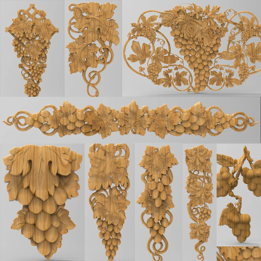 10pcs Grape Vine STL 3d Model Relief for CNC Router Engraver Carving Machine Relief Artcam Aspire