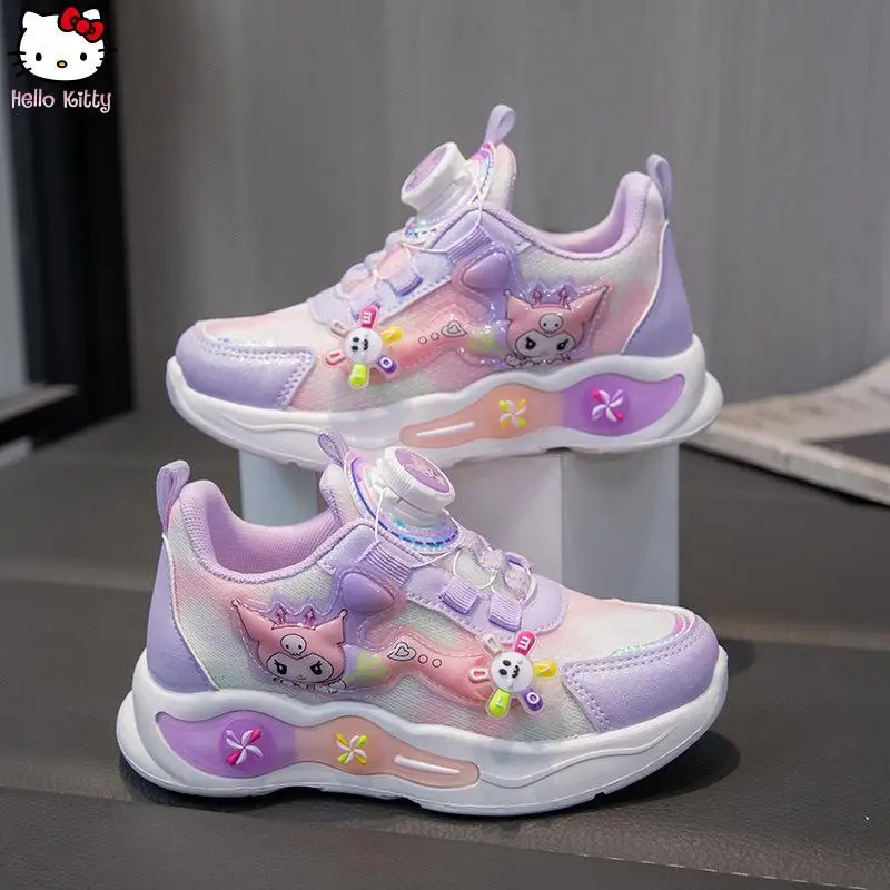 

Sanrio, осенние новые кроссовки в стиле аниме для девочек Kuromi Kawaii, модная обувь принцессы с героями мультфильмов, детская дышащая удобная обувь с вращающимися пуговицами