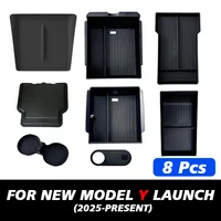 TEKSY 1/2/3/4/6/7/8pcs For Tesla New Model Y 2025 2026 Juniper ABS with Silicone Non-slip Mat Console & Armrest Storage Box 6