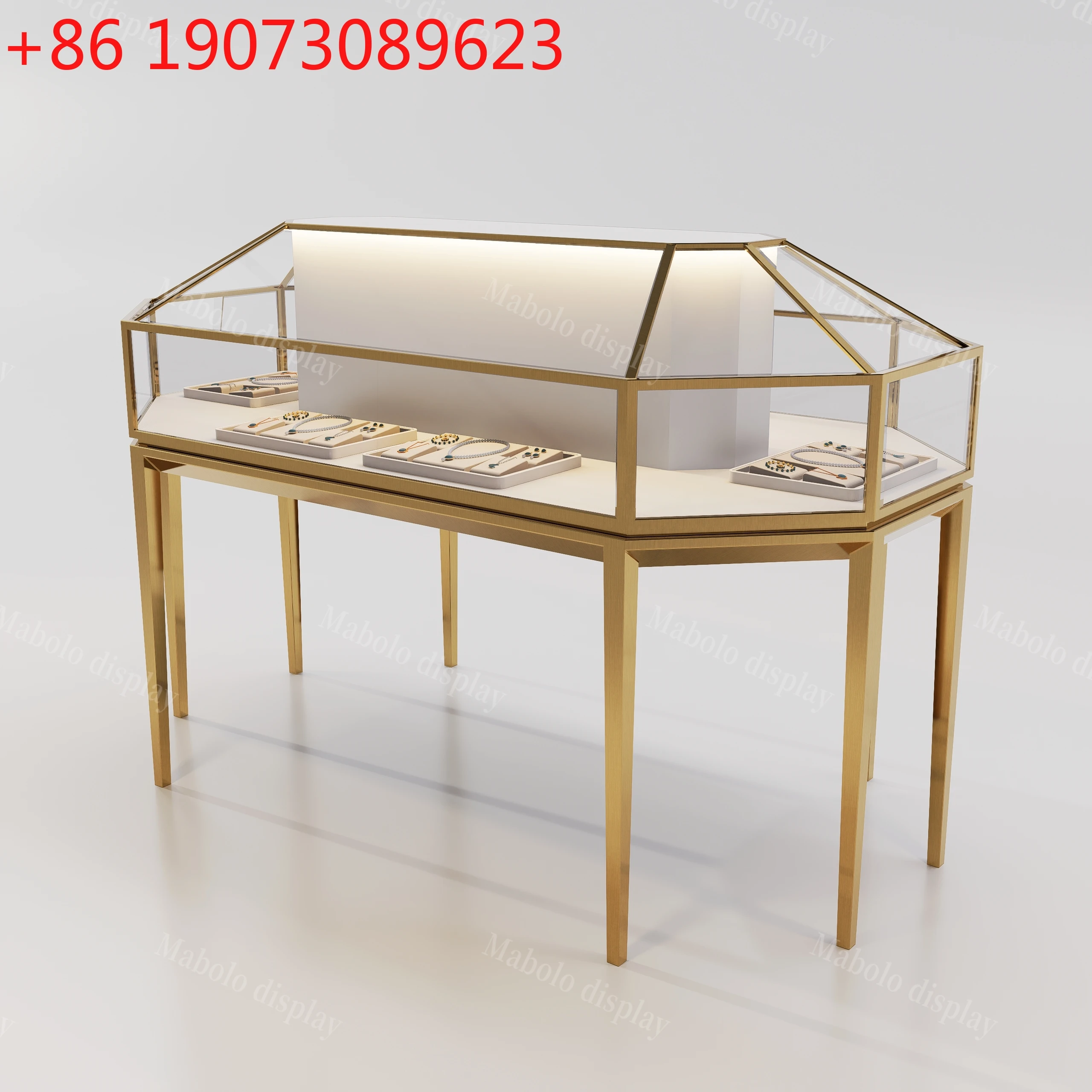 

Jewelry Showcase Stainless Steel Jewelry Glass Showcase High-end Glass Jewelry Showcase