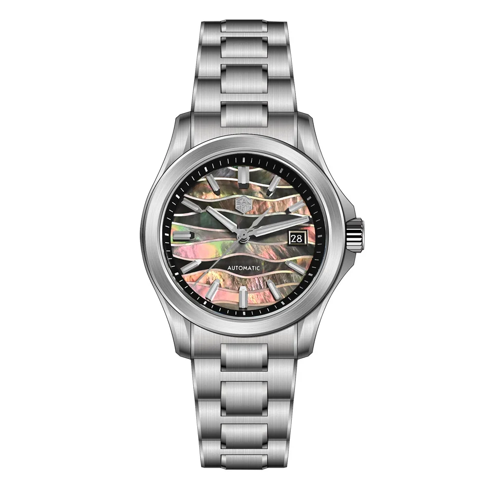 San Martin officiële 39 mm Guilloche MOP-wijzerplaat Gada-horloge Miyota 9015 luxe automatische mechanische herenhorloges 10 ATM reloj SN0150