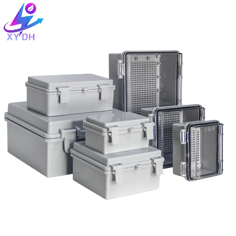 IP66 Electrical Junction Box Gray Cover ABS PC Hinged Plastic Enclosure Waterproof Power Outdoor Plastic Box Distribution Box