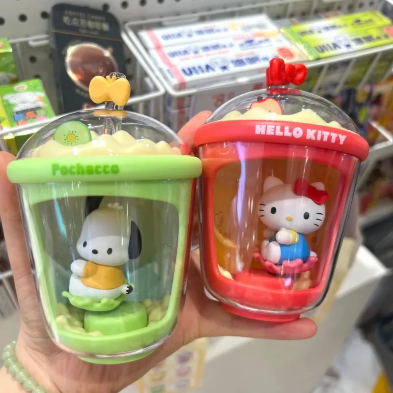 

Anime Figures Sanrio Hello Kitty Mymelody Cinnamoroll Kuromi Blind Box Toys Milk Tea Cup Series Collection Ornament Girls Gifts