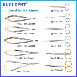 KUCUDENT Dental Surgical Needles Holder Tweezers Stainless Steel Scissors Instruments Tools Pliers Forceps Straight/Curved Tip