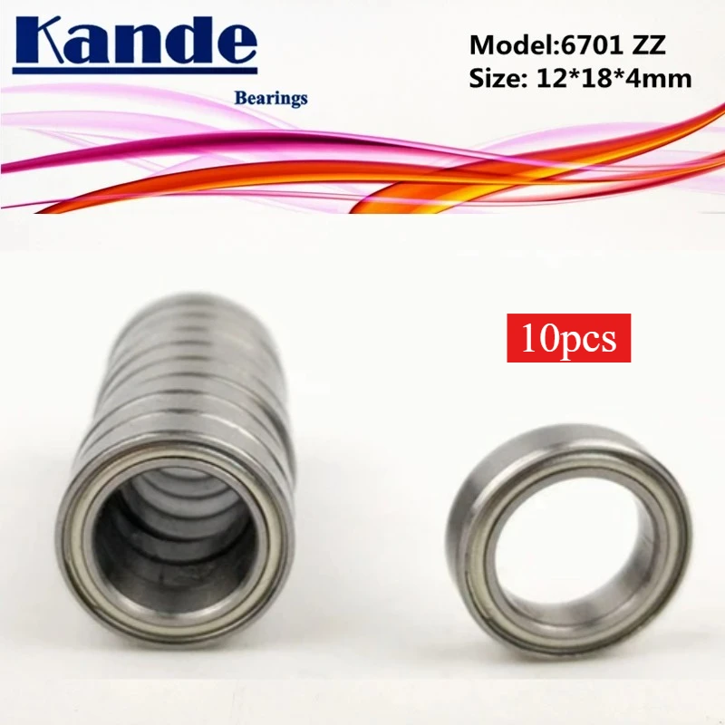 Kande10pcs 6701ZZ  Thin Section Deep Groove Ball Bearing 12x18x4 ABEC-1 6701 ZZ  6701
