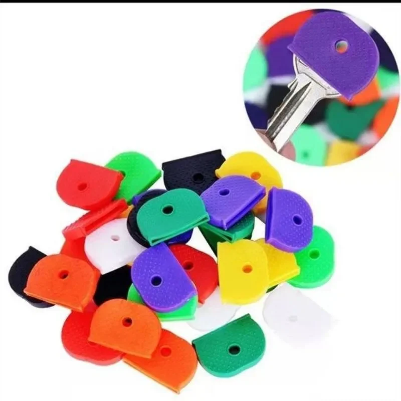 

Newest 10pcs Bright Colors Hollow Silicone Soft Key Cap Covers Keyring Key Rings Car House Key Case 2023