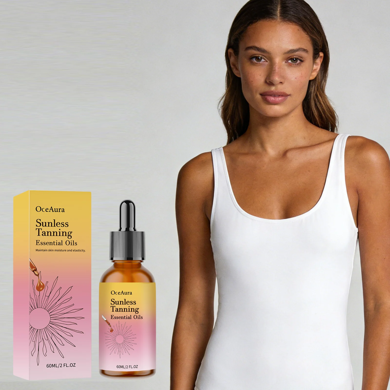 Sonnenfreies Bräunungsöl, natürlicher Bronzer, Selbstbräuner für Körper und Gesicht, gleichmäßige Bräune, feuchtigkeitsspendend, keine Sonne erforderlich, allmähliche Bräune, Indoor-Tanning, 60 ml