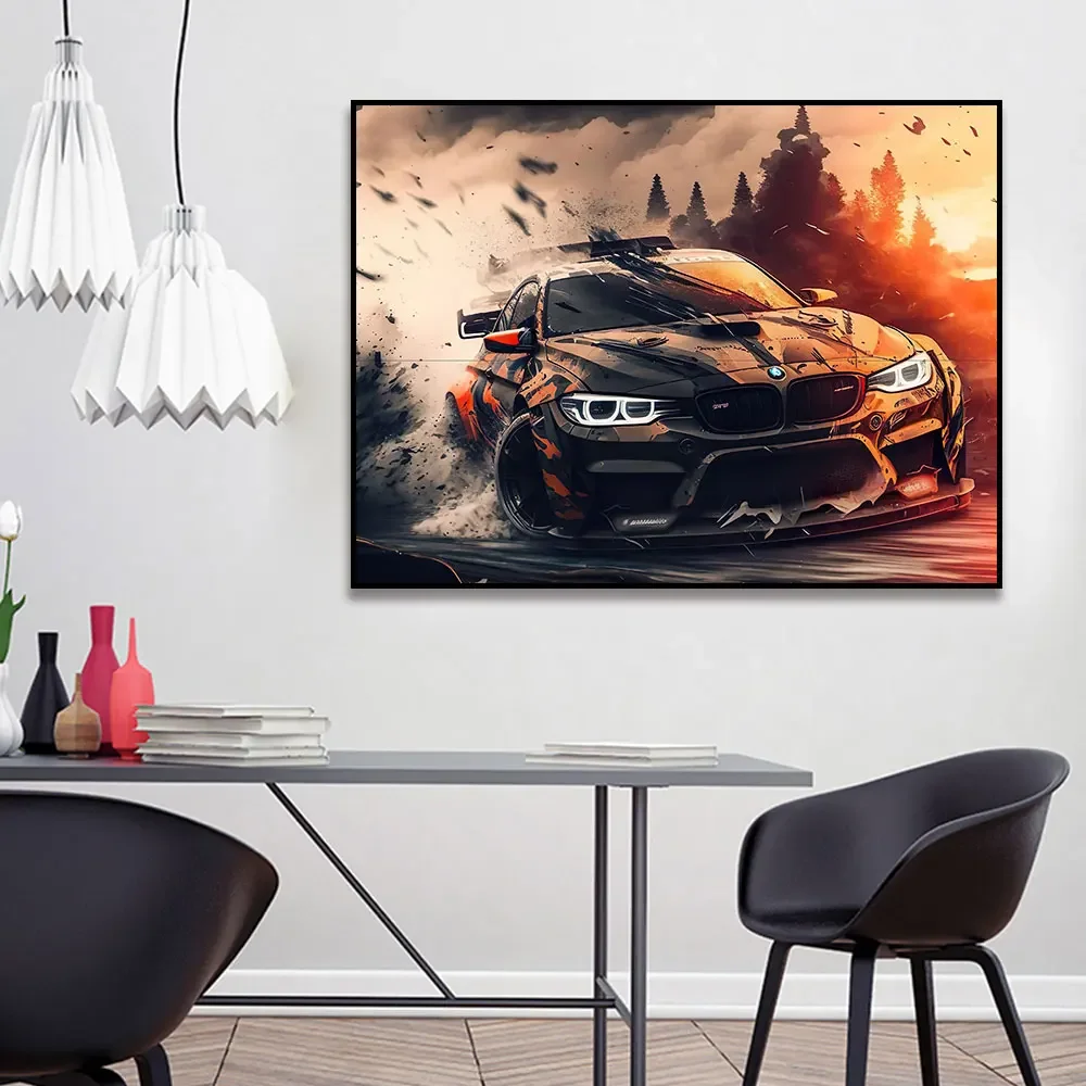 Frameless canvas paintings,1pc frameless canvas painting RS7 RS6 E30 Inspired Digital Art  Super Car Canvas Painting Print Poste