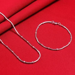 Fine Top brands 925 Sterling Silver bracelets neckalce Jewelry sets beads Snake bone chain for women man Wedding Party Gifts