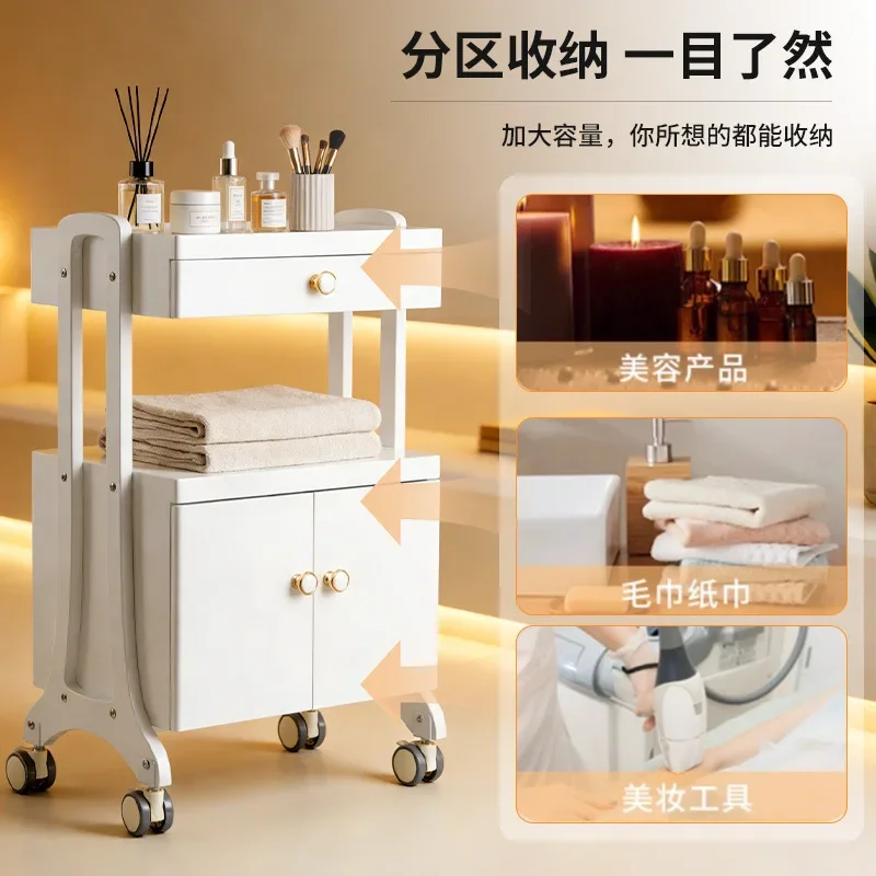 HYS trolley mobile rack wooden board tool cart trolley dormitory office snack rack multi-layer storage
