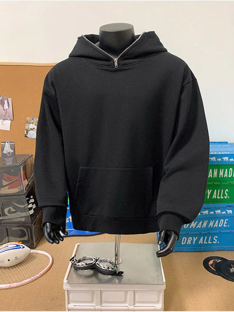 

Мужская толстовка American Sle Heavyweight 420g с капюшоном на молнии, плотная и жесткая, осенне-зимняя, в стиле ретро, черная