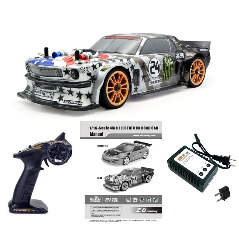 ZD Racing EX16 Explosão Modificada Cavalo Selvagem 1/16 Simulação Carro de Estrada Plana RTR Supercar RC Carro de Controle Remoto Sem Escova