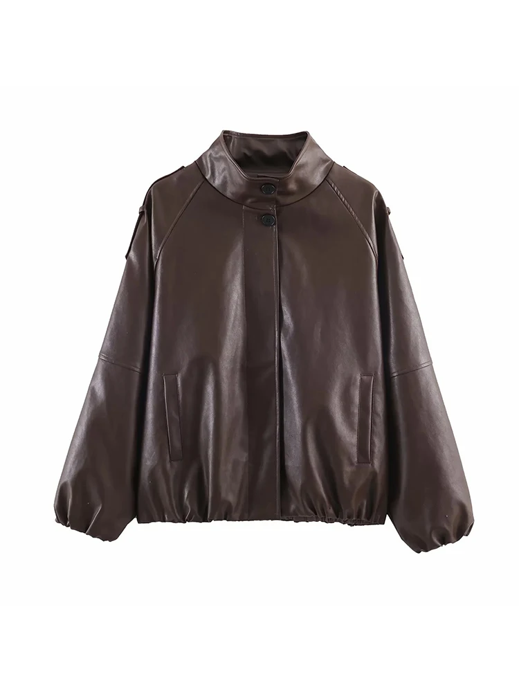 Giacche e Cappotti da Donna in Ecopelle, Stile Casual, Monopetto, Elegante Giacca da Strada Femminile