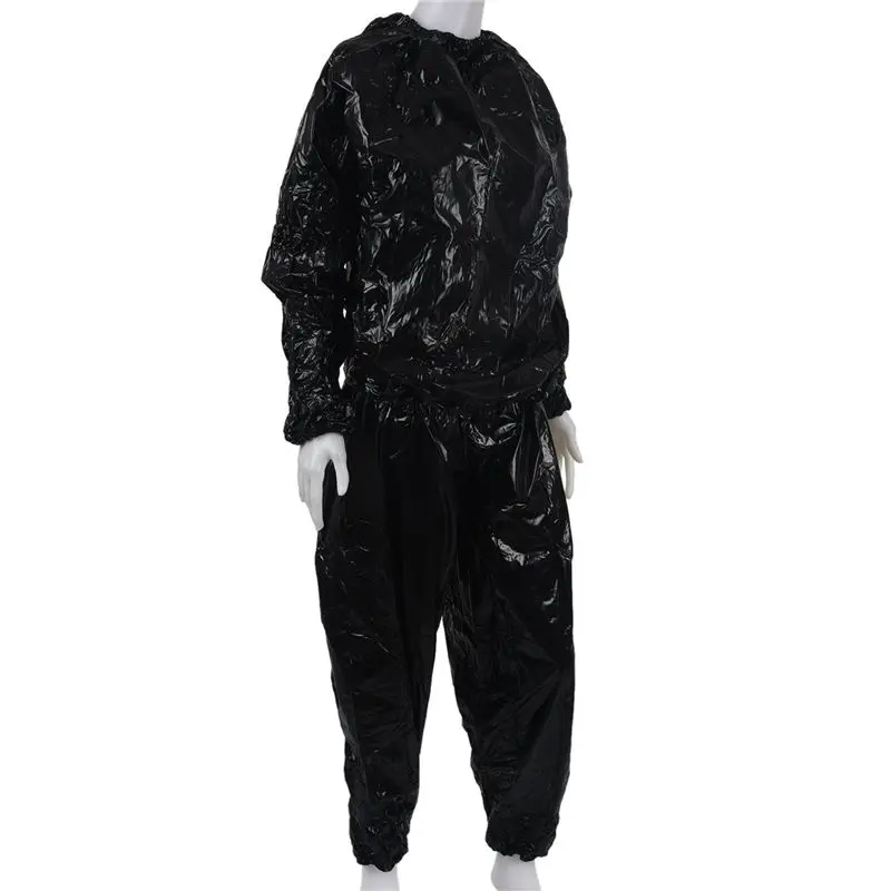 Hot kf-4X Heavy Duty Fitness Weight Loss Sweat Sauna Suit Exercise Gym Anti-Rip Black XXXL