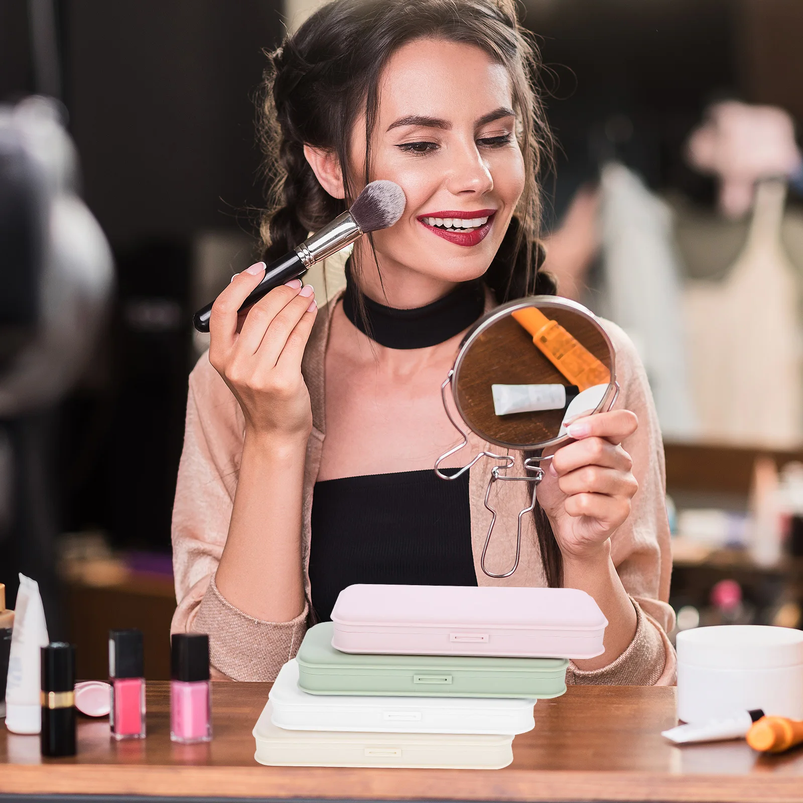 4pcs Makeup Organizer Box For Nail Tools Storage Desktop Stationery Holder Jewelry Display Case Travel Beauty Organizer