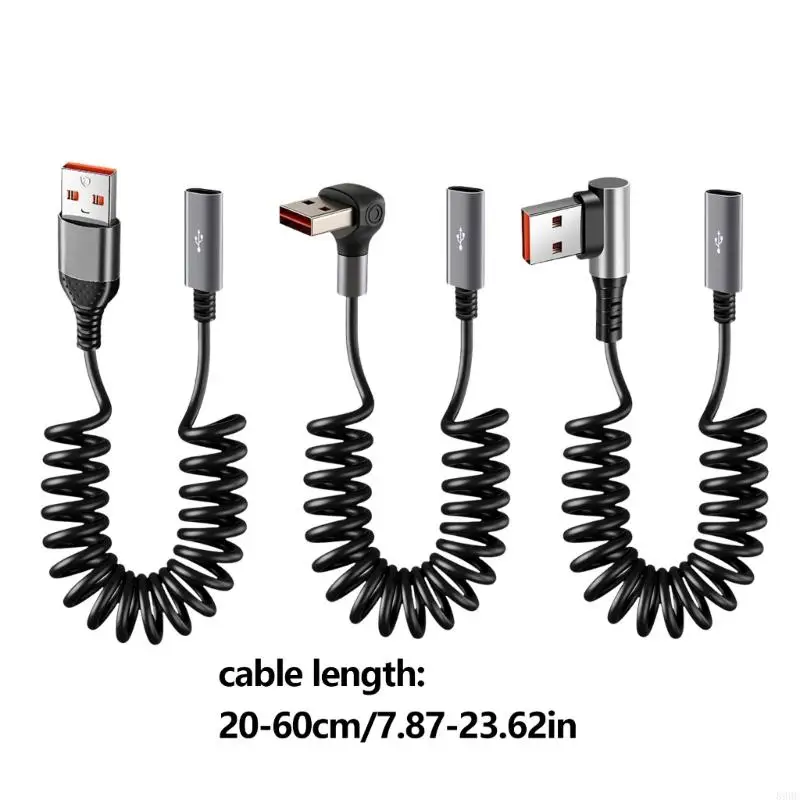 USB 2.0 to Type C Female Adapters Cable with Flexible Spring Design Foldable Cord for Fast Charging & Data Transfer 896C