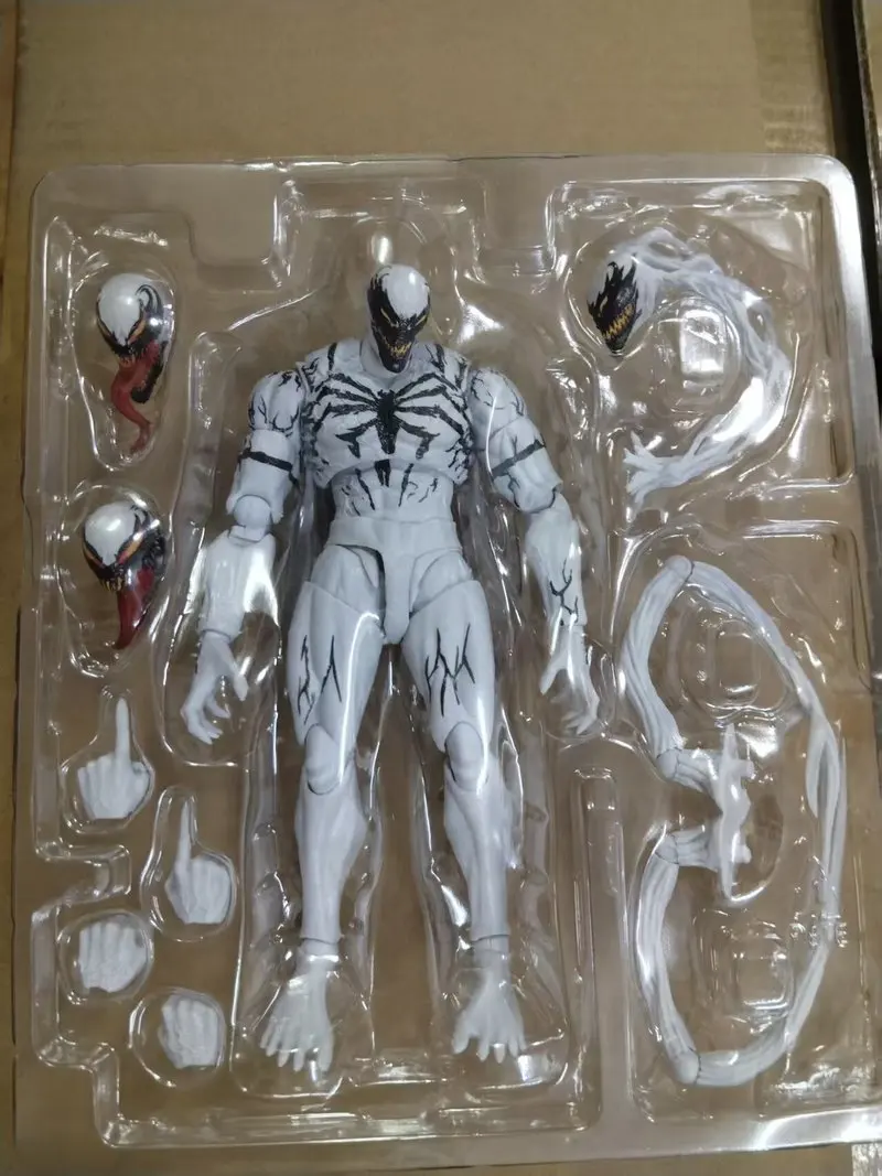 Shf Venom White Symbiote Gelenkbewegliche Actionfigur Spider-Man Sammlermodell Spielzeug Geschenk für Erwachsene Sammler-Fans
