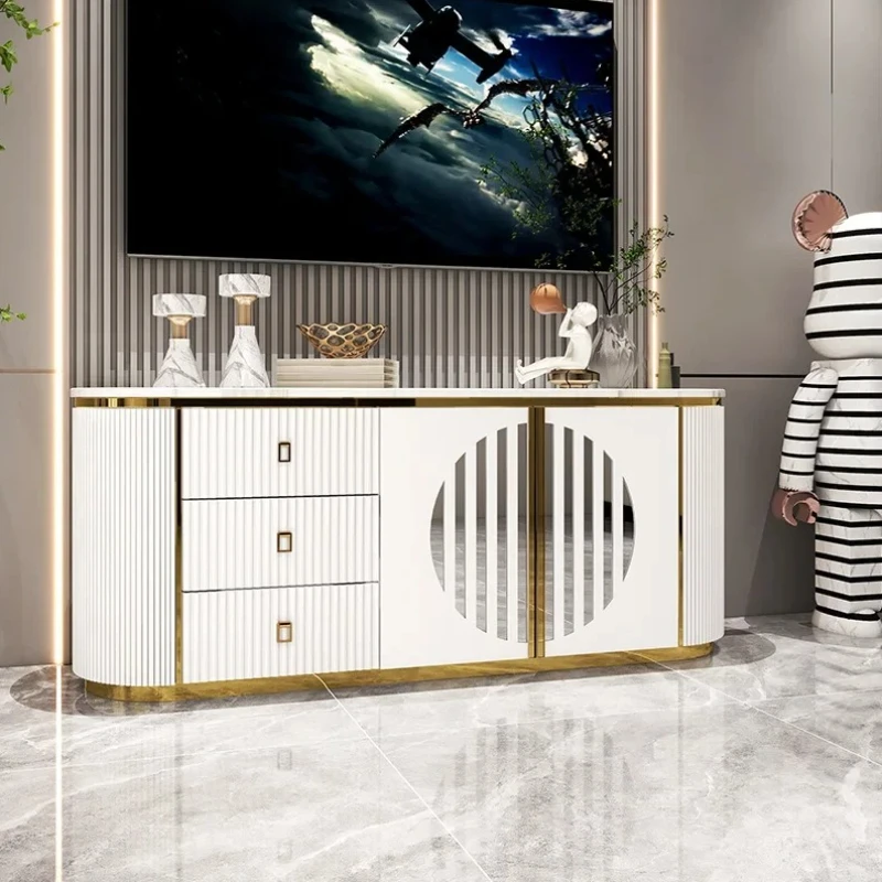 

Light Luxury Floor Tv Cabinet Storage Nordic Modern White Home Cabinet Living Room Meuble Tv Luxe Moderne House Furniture