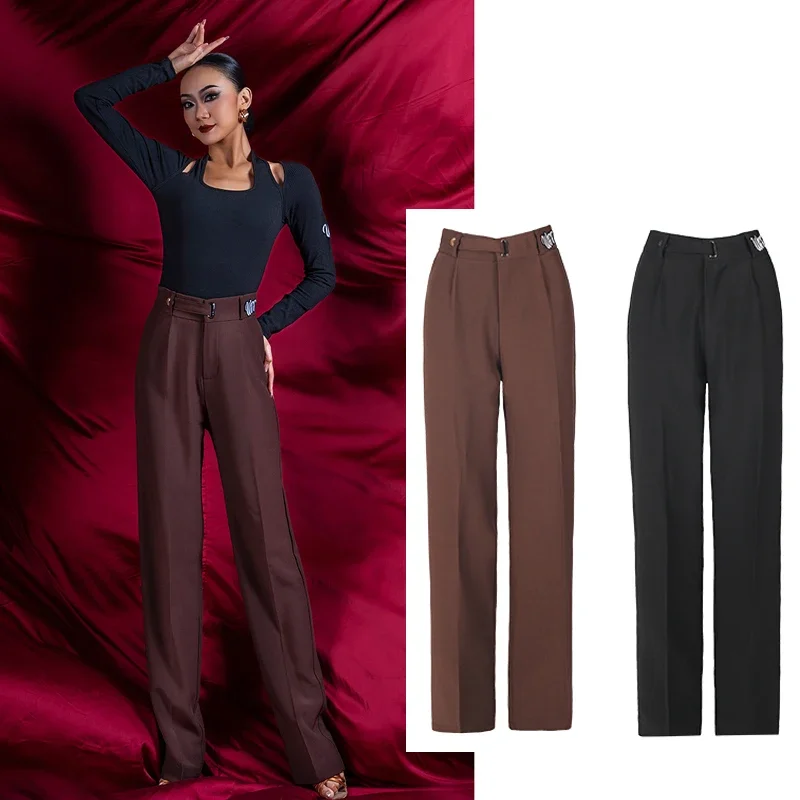 

Latin Dance Trousers Female Modern Dancing Clothes Practice Costume Stage Wear Women High Waist Ballroom Dance Pants