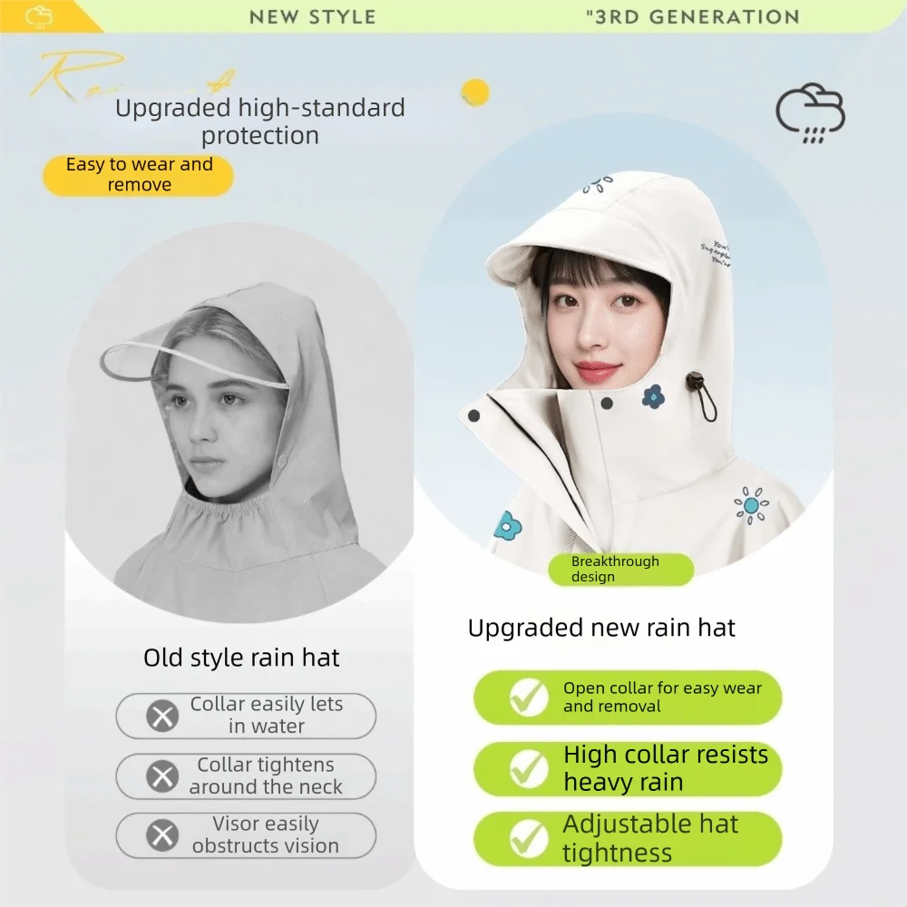 Long Electric Bicycle Raincoat Thickened Face Guard Motorcycle Raincoat High Neck Universal Cycling Raincoat Outdoor Activities