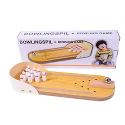 Puzzle wooden mini bowling ball parent-child interactive tabletop game leisure and stress relieving indoor game ball toy