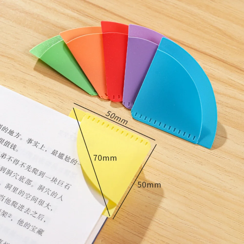 6pcs Durable PP Bookmarks Anti-Curl Multi-Function Book Page Clips Fan-Shaped Page Markers Gift