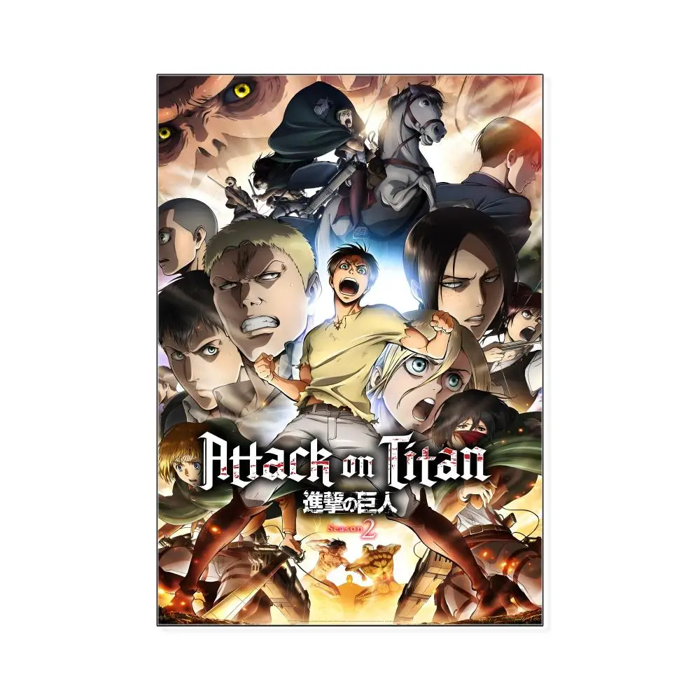 Fantasy Anime Attack on Titan Poster PP Selbstklebend Schlafzimmer Gaming Café/Bar Vintage Ästhetische Dekoration Ideales Geschenk