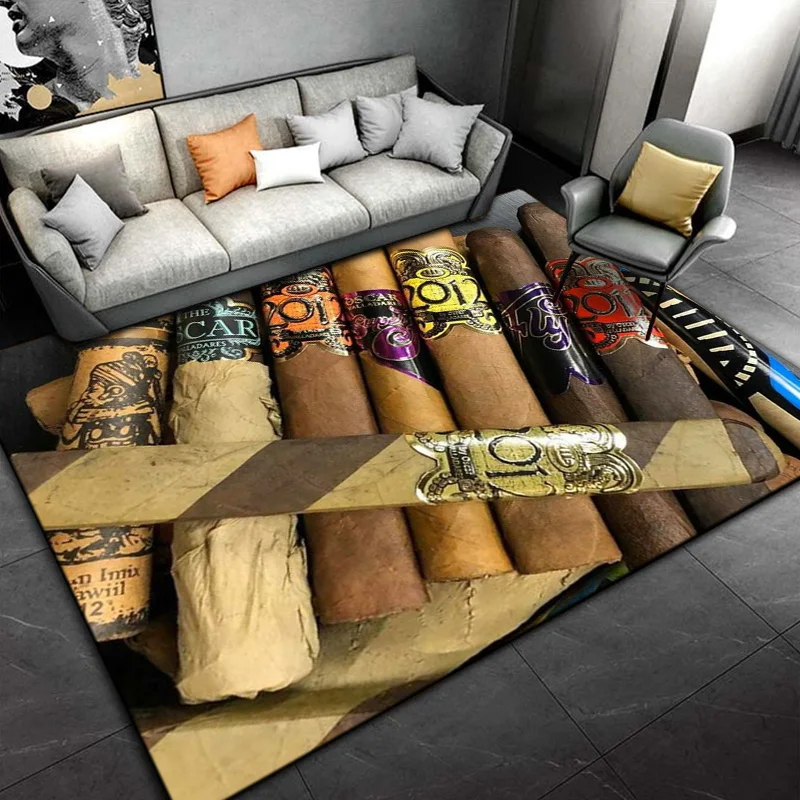 Tobacco Cigar Smoke Series Drink Area Rug,Carpet Rug for Living Room Bedroom Sofa Doormat Decoration,Kid Play Non-slip Floor Mat