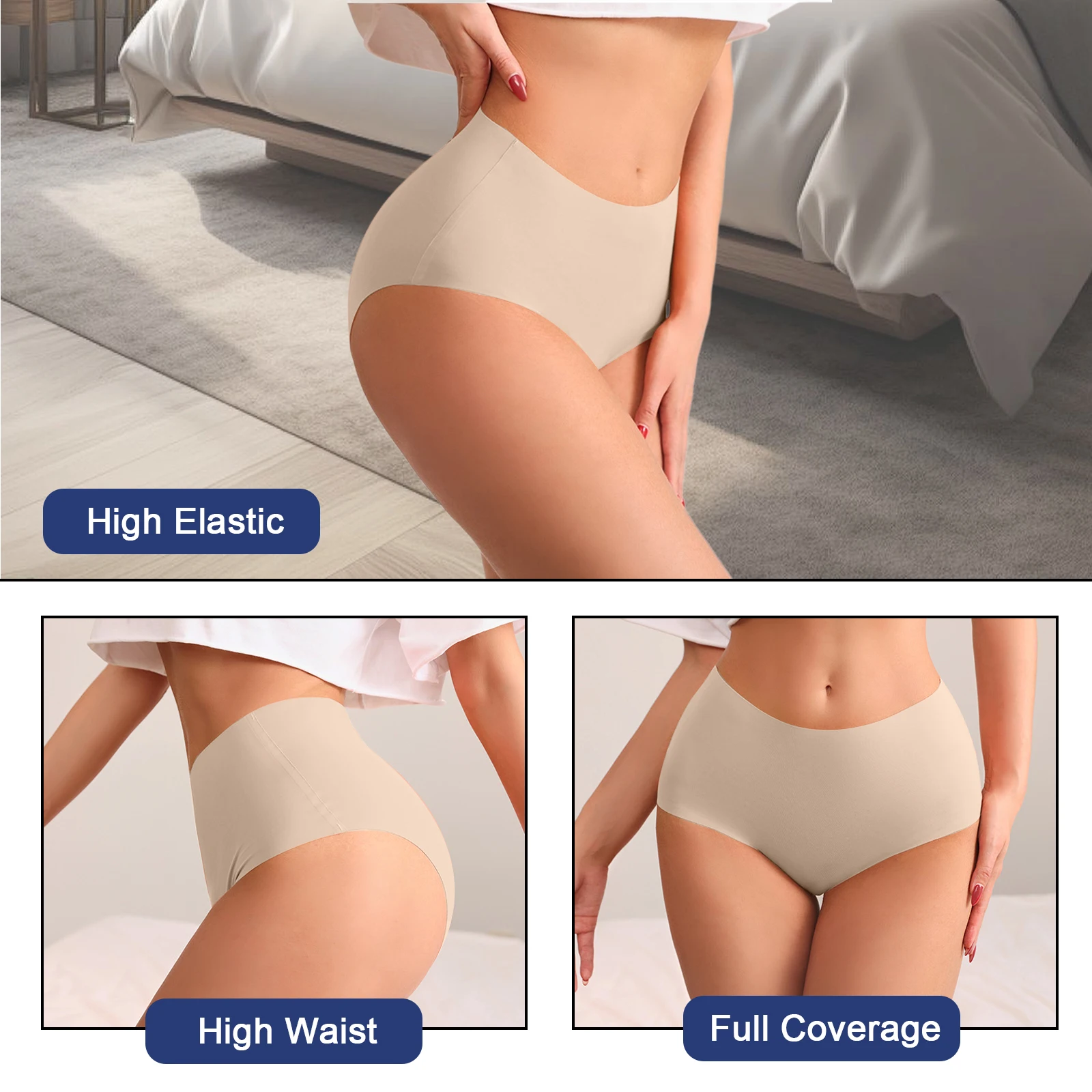 7PCS/Set Women High Waist Seamless Underwear Breathable Comfort Briefs S-2XL image 5