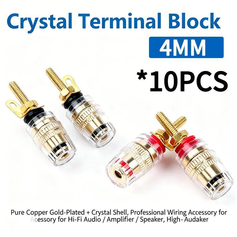 10Pcs/Set Speaker Gold Plated Terminal Binding Post 4mm Banana Plug Socket Low Frequency Amplifier Connector for Loudspeakers