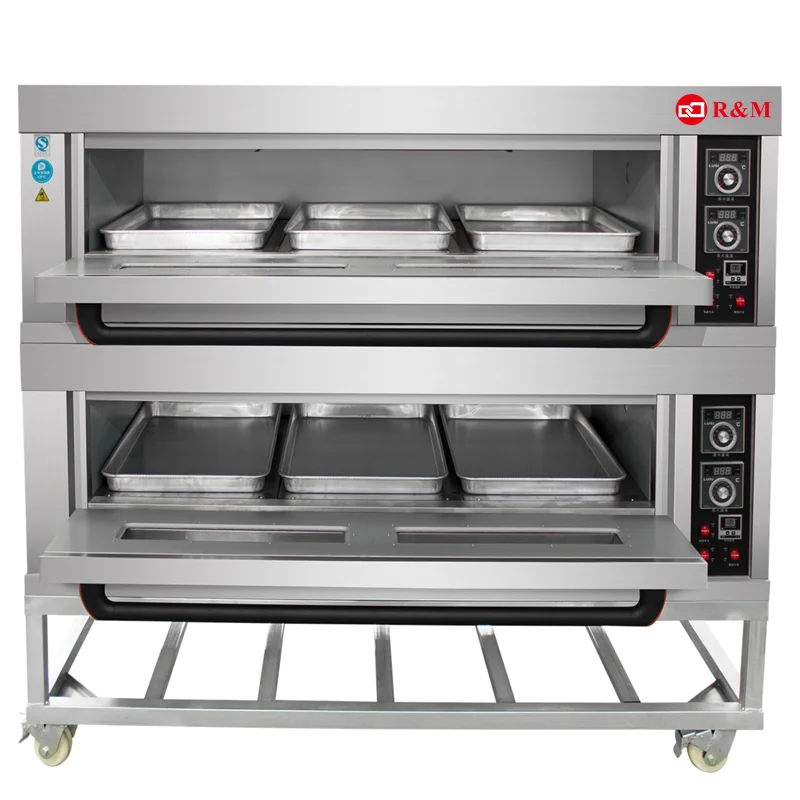 6 Tray Commercial Stainless Steel Professional Bakery Bread 2 Double Deck Gas Oven Prices Baking Pizza Electric 6 Trays Oven