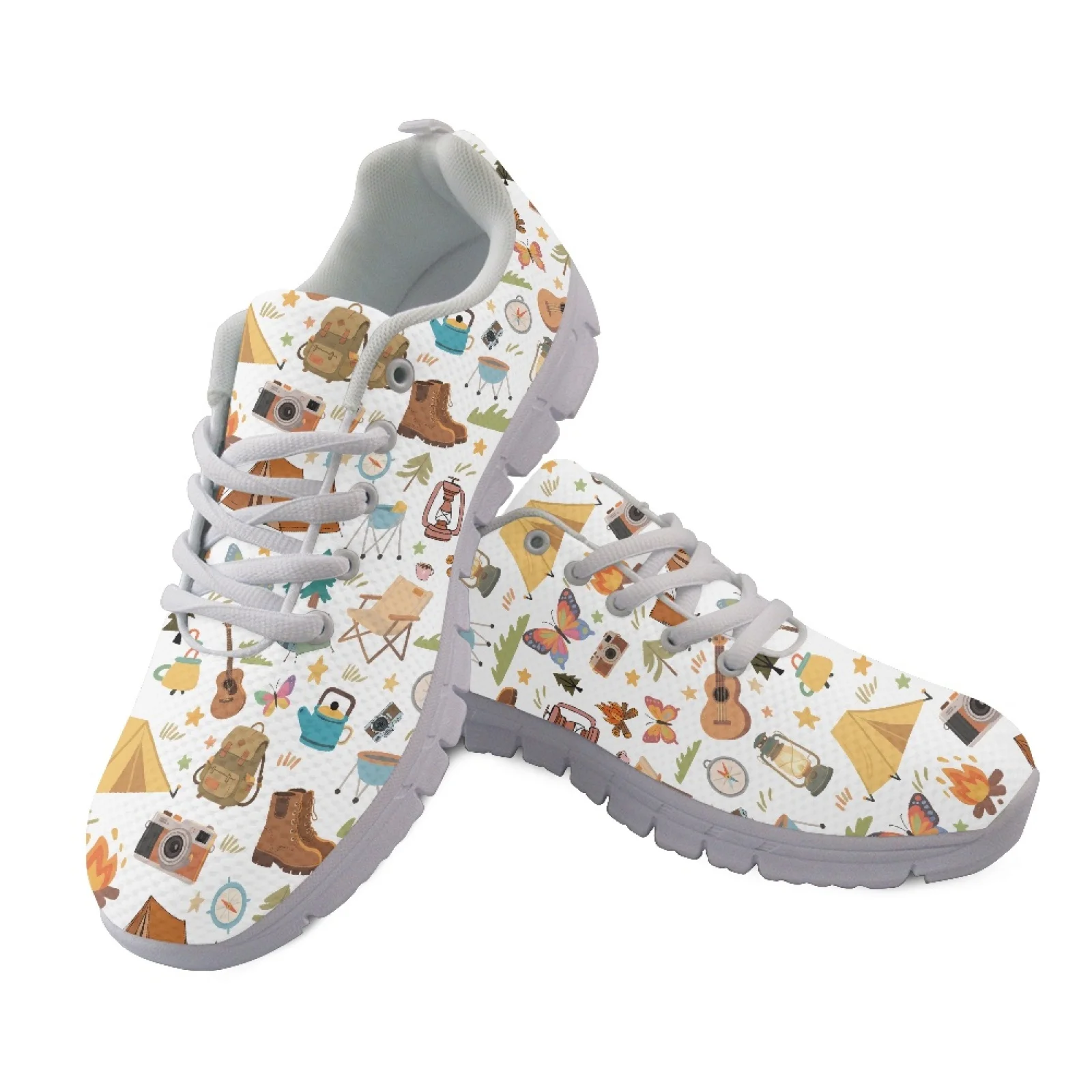 Coloranimal Camping Adventure Mesh & EVA Sole Women Sneakers Running Walking Shoes Lace Up Slip On Tennis Running Shoes for Men