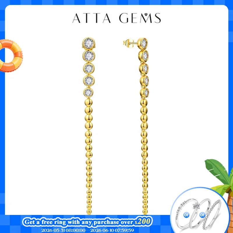 

ATTAGEMS 2024 Luxury Diamond Moissanite Drop Earrings for Women Orginal S925 Sterling Silver 18k Plated Wedding Jewelry Travel
