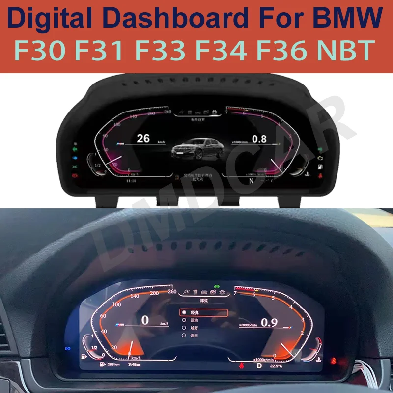 

Digital Dashboard LCD Display Speedometer Virtual Instrument Cluster Cockpit For BMW 3 / 4 Series F30 F31 F32 F34 F35 2013-2019