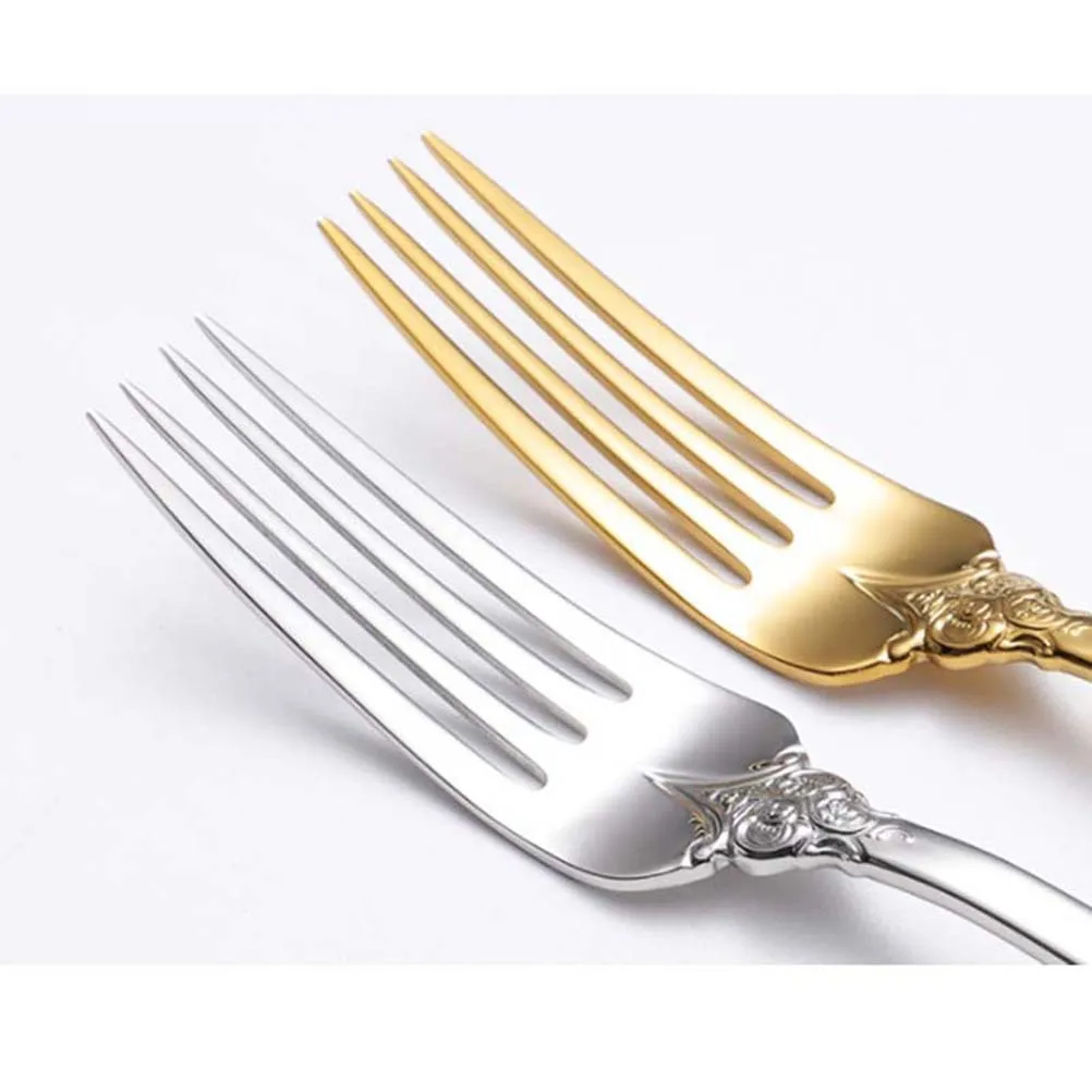 

Stainless Steel Embossed Court Dinner Fork Food Serving Utensil For Home Office Hotel Western Tableware Kitchen Barware