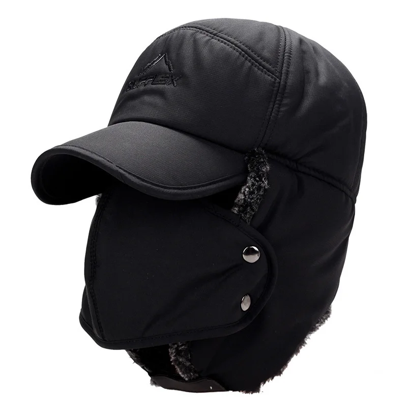 Winter Fur Warm Windproof Hat Men Women Lei Feng Cap Bomber Faux Fur Ear Flap Cap Black Ski Trooper Trapper Cold Anti-snow Cap