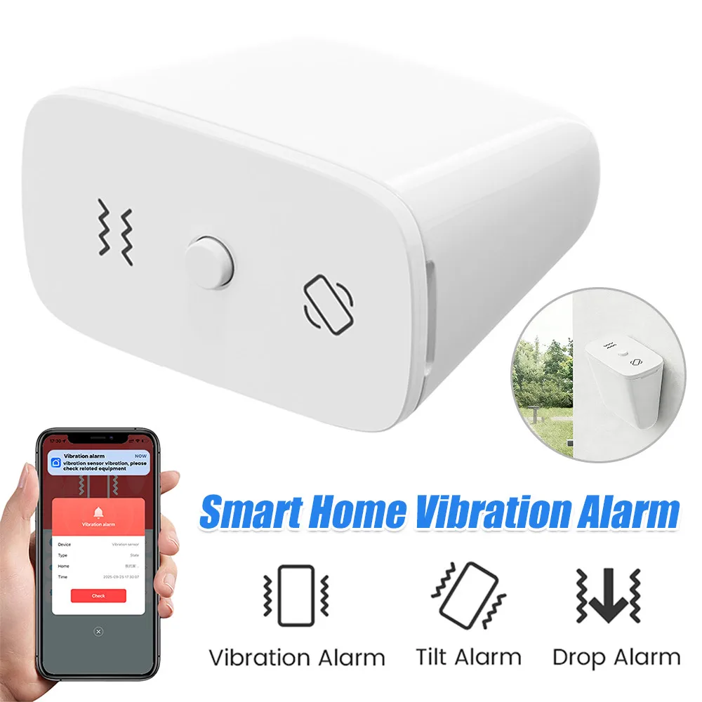 

Smart Vibration Alarm Glass Break Detector Zigbee 3.0 IP67 Waterproof Adjustable Sensitivity Security Alarm for Home Office