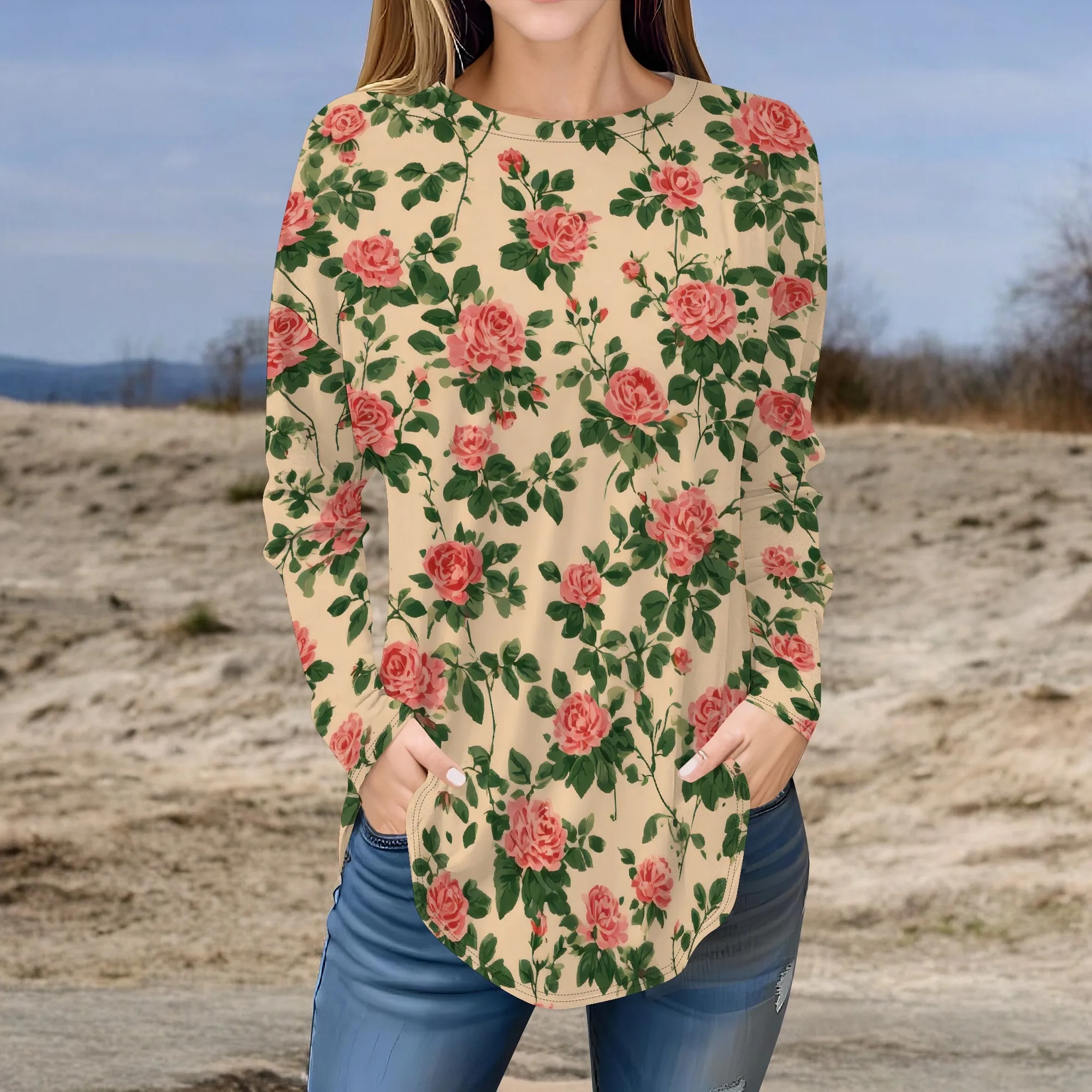 

Tops for Women Winter Long Sleeve Shirts Crew Neck Casual Loose Tunic Blouse S-3X