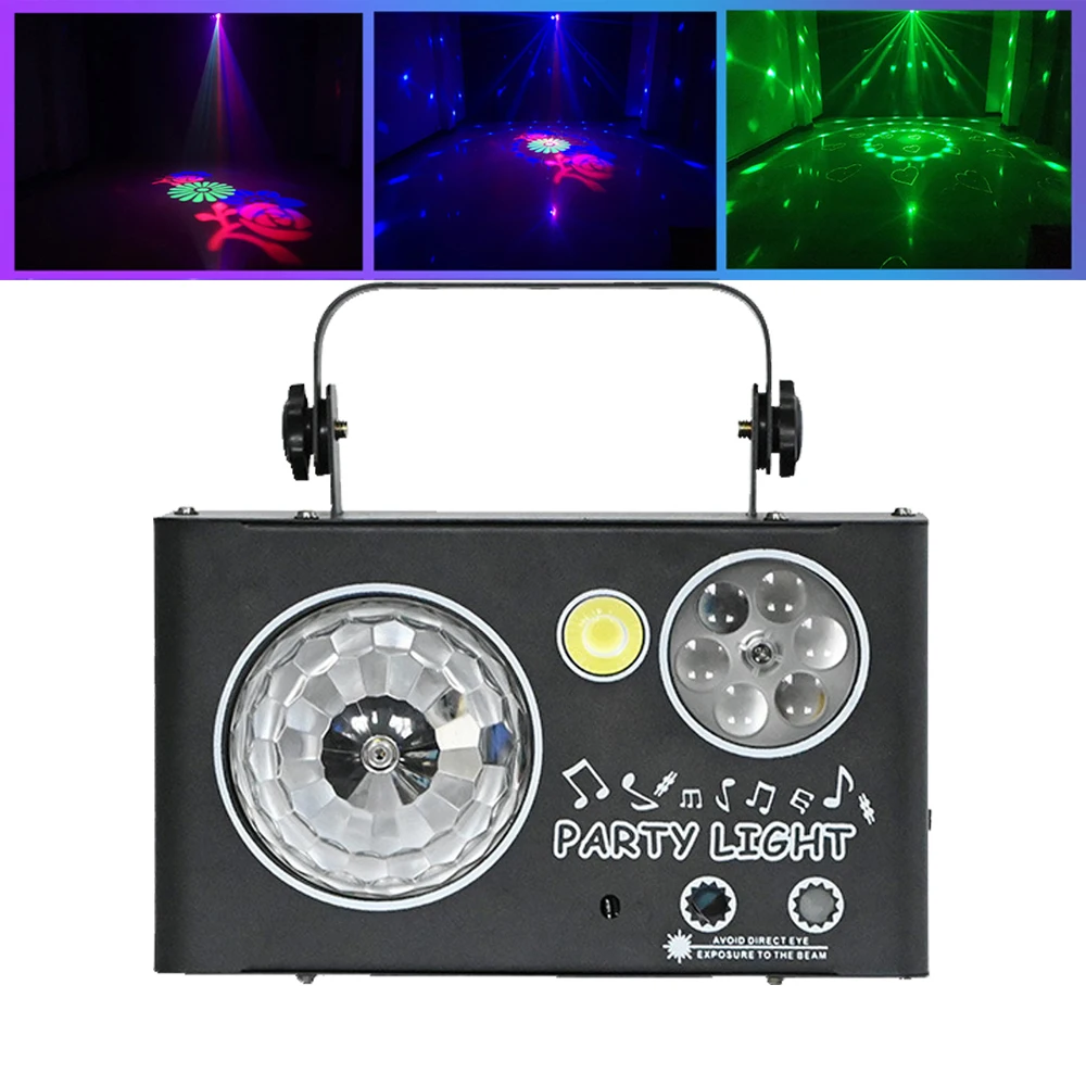 

Stage Dj Light 4IN1 Effect Party Light With DMX/Remote Control DJ Laser Projector Light LED Pattern Magic Ball Light for Disco