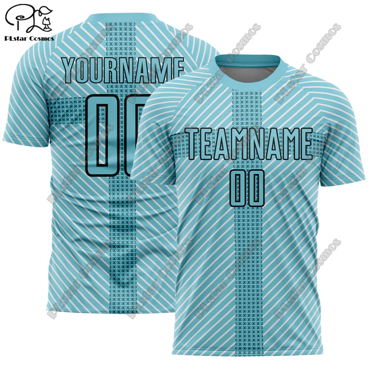 PLstar Cosmos Unisex Customized Name Team Name 3D Printed T-Shirt Geometric Variation Pattern Design Sports Top J-3