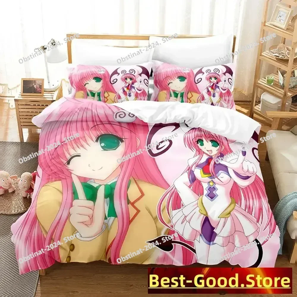 

2023 To Love Ru Bedding Set Cartoon Anime three-piece set Adult Kid Bedroom Duvetcover Sets 3D Kawaii Girls roupa de cama