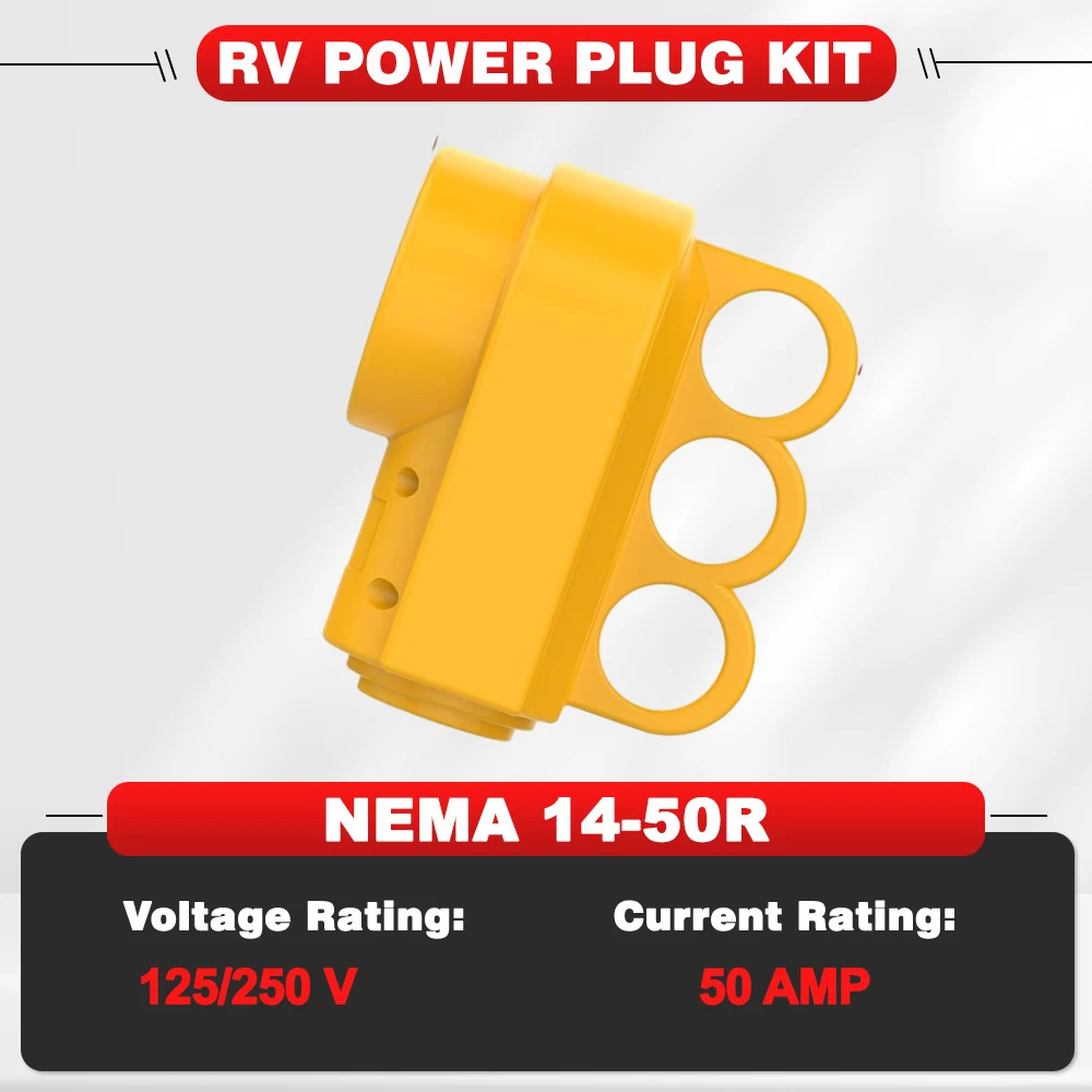 

RV 50 Amp Male or Female Replacement Plug with Handle Male Plug compatible with NEMA 14-50P/ Receptacle Plug NEMA 14-50R