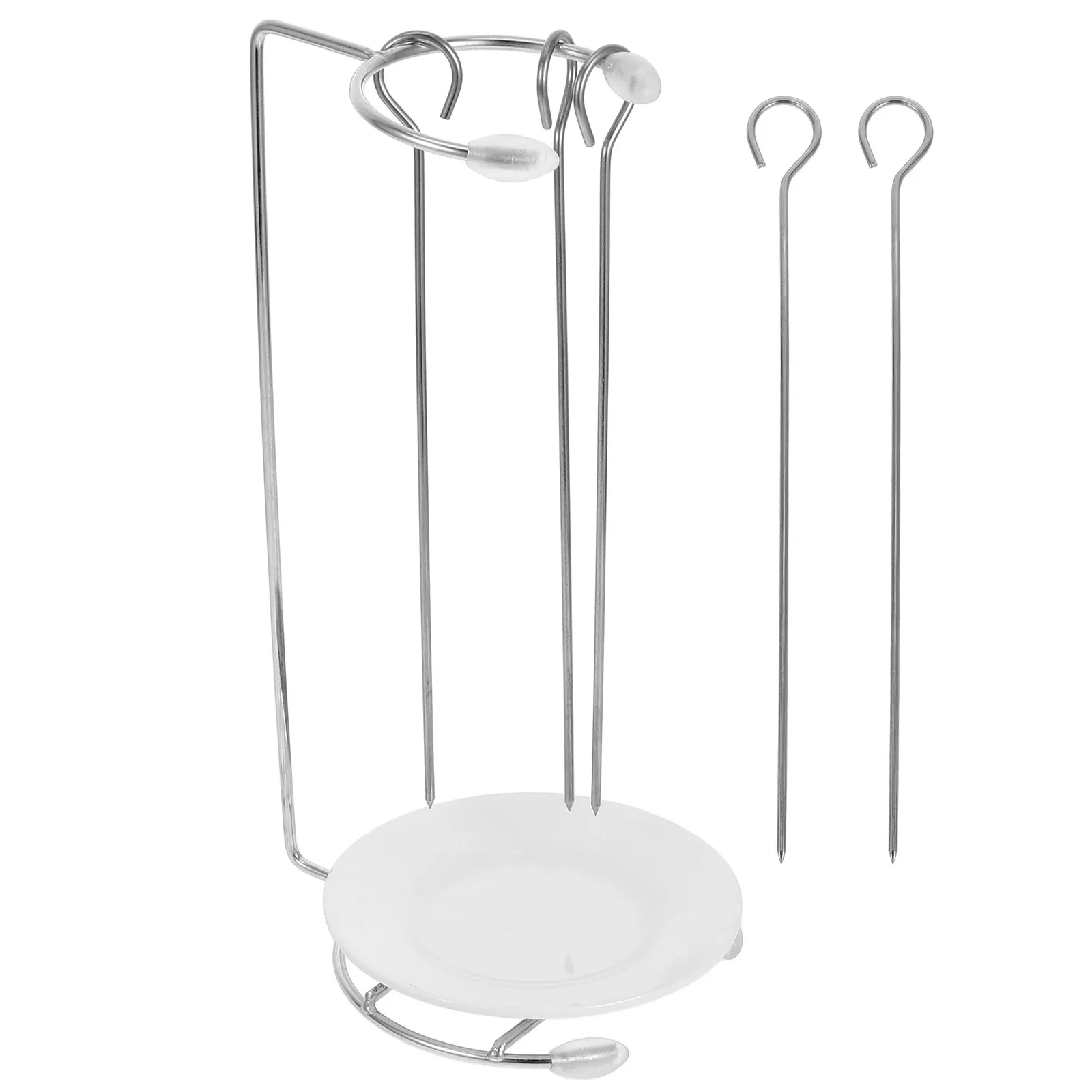 1Set Stainless Steel Skewer Hanger Barbecue Hanging Rack Kebabs Stand Grill Food Rack Compact Lightweight for Camping Bbq